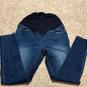 Women’s Maternity Blue Denim Jeans with Black Panel